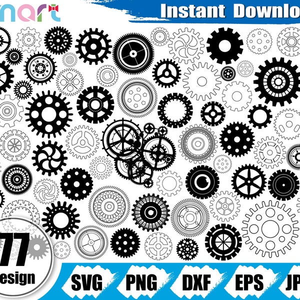 Gears SVG Bundle,Steampunk svg,Cog Wheels svg,Gears clipart vector svg png dxf eps stencil cut file for Cameo silhouette cricut vinyl file