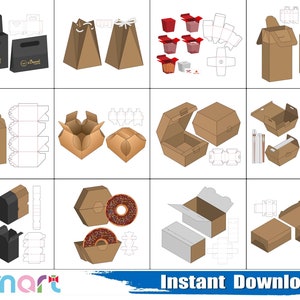 Pommes Box svg, Box Template svg, Schublade Box svg, Paper Bag svg, Donut Box svg, Schablone, cut Datei, Silhouette, Cricut, Box Design