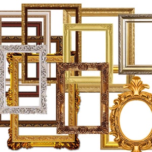 Vintage Picture Frame Clipart Bundle: Scrapbook Frames (PNG file)