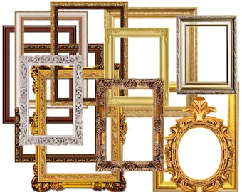 Vintage Picture Frame Clipart Bundle: Scrapbook Frames (PNG file)