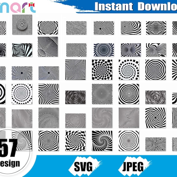 Optical Illusion SVG Bundle, Optical Illusion pattern, Hypnosis Spiral Svg, Swirl SVG, Geometric pattern, Optical Illusion clipart jpeg