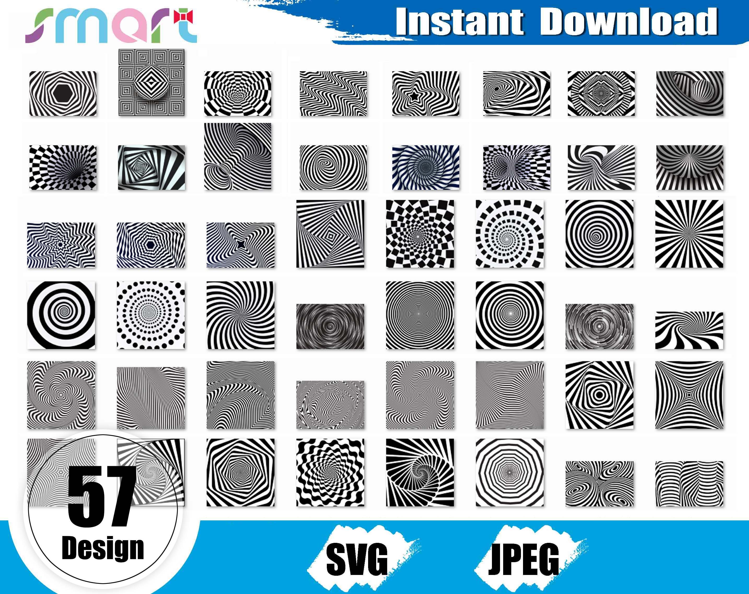 Optical Illusion SVG Bundle, Optical Illusion pattern, Hypnosis Spiral Svg, Swirl SVG, Geometric pattern, Optical Illusion clipart jpeg