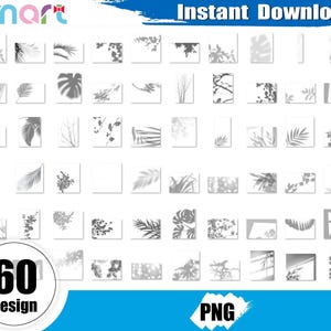 Könnte beinhalten: Ein Satz von 60 Schwarzweiß-PNG-Bildern mit verschiedenen Blatt- und Fensterschatten-Overlays. Diese digitalen Downloads sind perfekt, um Ihren Designprojekten Tiefe und Dimension zu verleihen.