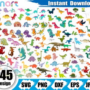 Schattig dinosaurus svg bundel, Tyrannosaurus Rex Triceratops svg, baby dinosaurus clipart vector png dxf eps stencil gesneden bestand silhouet cricut vinyl