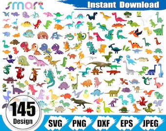 Cute Dinosaur svg Bundle,Tyrannosaurus Rex Triceratops svg,Baby Dinosaur clipart vector png dxf eps stencil cut file silhouette cricut vinyl