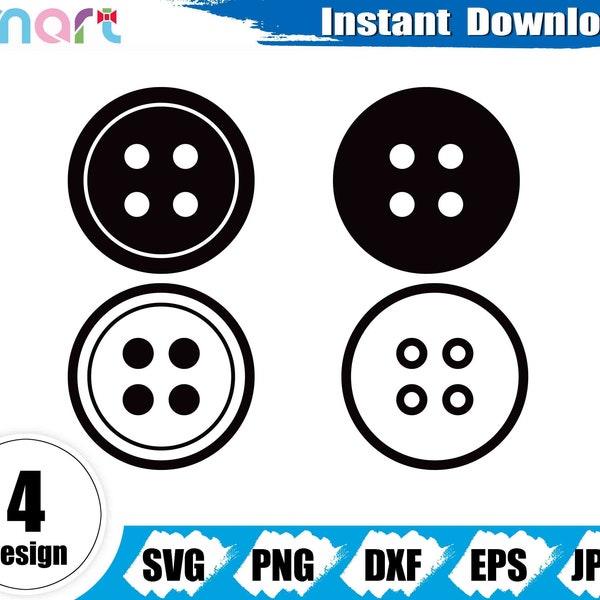 Button Svg Bundle, Sewing Button Svg, Sewing Button clipart, Sewing Button vector stencil cut file for silhouette cricut, svg png dxf eps