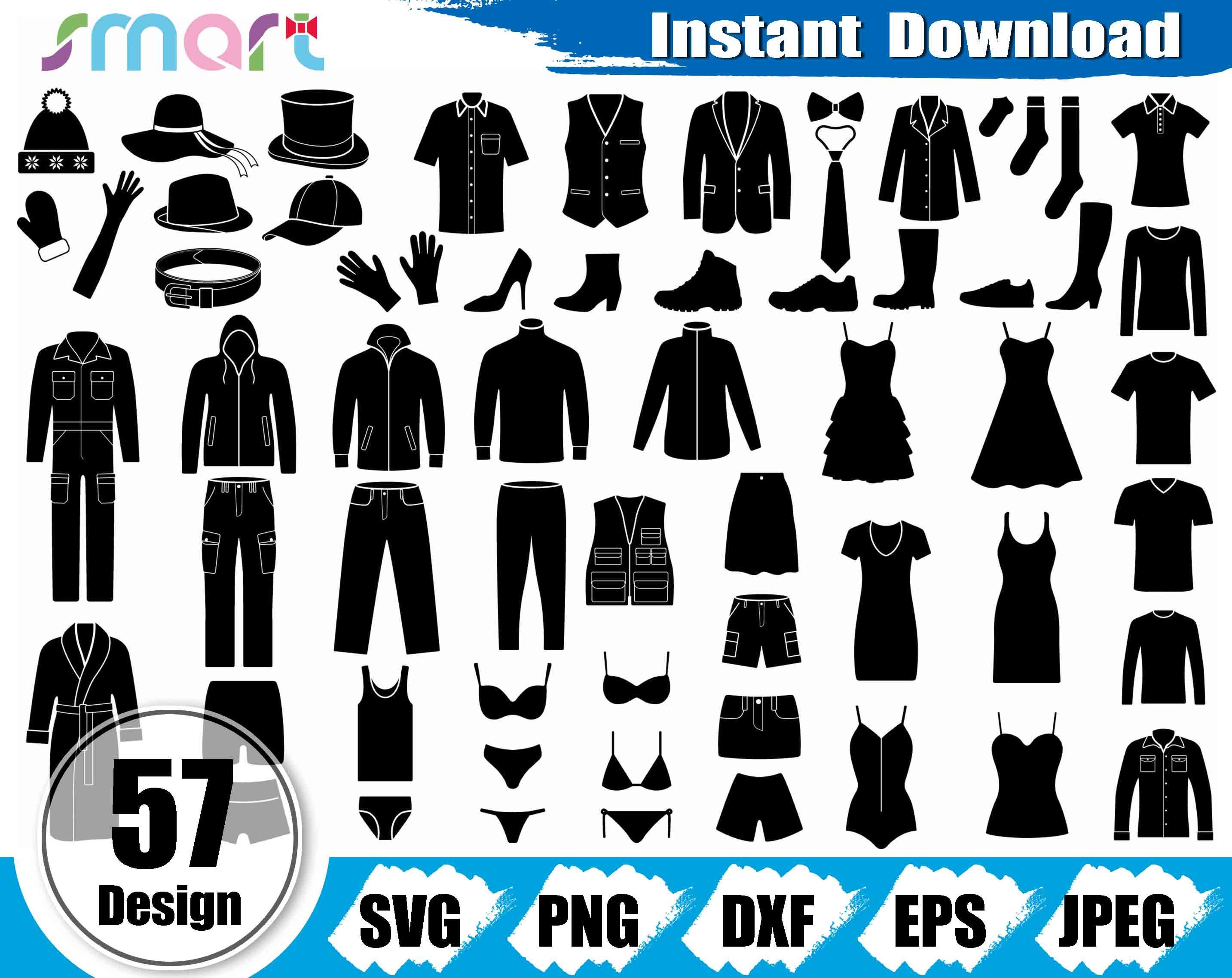 Clothing SVG Bundle: 57 Fashion Clipart Designs (digital Download) - Etsy