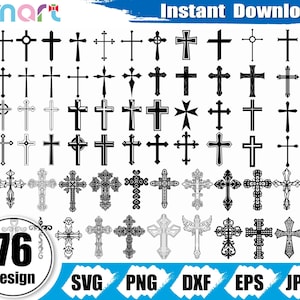 Cross Svg Bundle,Christian Svg,Christian Cross clipart vector svg png dxf eps stencil cut file for Cameo silhouette cricut vinyl print file