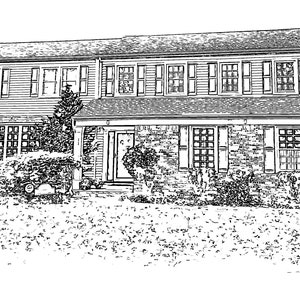 Custom House Sketch Drawing,House Sketch From Photo,Housewarming Drawing,Black and White Home,New Home Gift,Pen House Drawing image 3