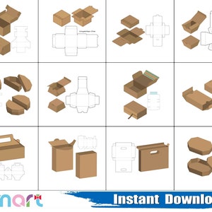 Trapez-Box-Svg, Pentagon-Box-Svg, Box-Vorlage-Svg-Bundle, png, dxf, eps, Schablone, Schnittdatei, Silhouette, Cricut
