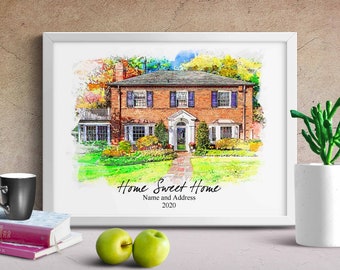Pen Marker House Painting from photo,Custom Pen Marker House Home Portrait,Peronalized House Home Painting,Personalized Housewarming Gift