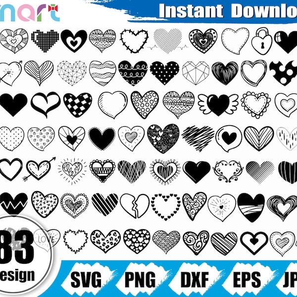 Heart Svg Bundle,Heart Shape Svg,Valentine Heart Svg,Broken Heart svg vector clipart png dxf eps stencil cut file silhouette cricut vinyl