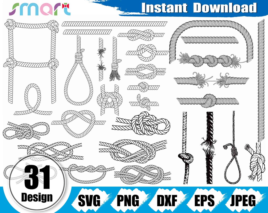 Rope Knot Svg Bundle,rope Frame Svg,rope Knot Vector Clipart Svg Png ...