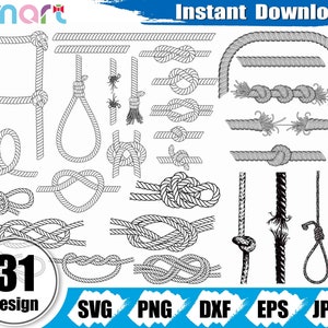 Nautical Rope Knot SVG Cut File, DXF PNG Eps, Marine Rope Knot Svg