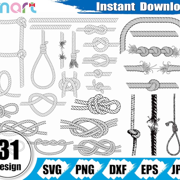 Rope Knot svg bundle,Rope Frame Svg,Rope Knot vector clipart svg png dxf eps stencil cut file for Cameo silhouette cricut vinyl file Logo