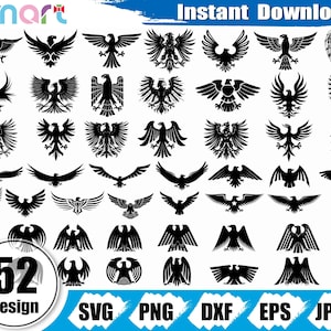 Eagle SVG Bundel, Heraldiek Eagle svg, Bird svg, Eagle Emblem svg, Eagle clipart vector png dxf eps stencil cut file voor silhouette cricut vinyl