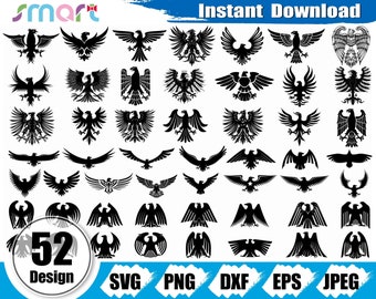 Eagle SVG Bundle: Heraldry Emblem, Bird Clipart (Digital Download)