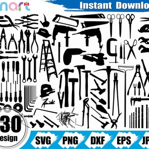 Mechanic Tools SVG Bundle,Garden Tools Svg,Tools clipart vector svg png dxf eps stencil cut file for Cameo silhouette cricut vinyl file logo