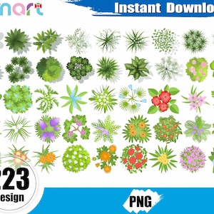Landscape Top View Clipart: Tree, Shrub, Rock PNG (Digital Download)