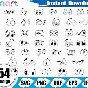 Augen SVG Bundle, Emoji Augen svg, Emoticon svg, Gesicht svg, Emoji Augen Clipart Vektor svg png dxf eps Schablone geschnitten Datei für Silhouette Cricut vinyl