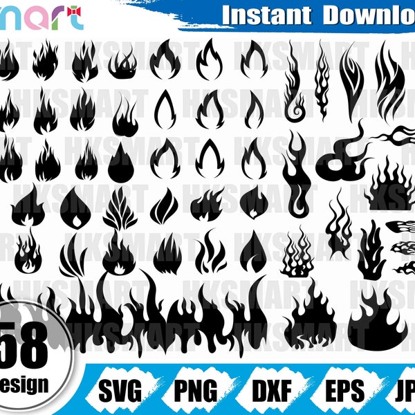 Fire svg Bundle,Flames svg,Fire Flame clipart vector tattoo svg png dxf eps stencil cut file for silhouette cricut print vinyl logo monogram