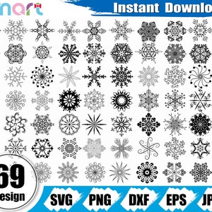 Schneeflocke SVG Bundle: 69 Weihnachten Winter Clipart Designs (digitaler Download)