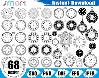Clock Face SVG Bundle, Vector Clipart (Digital Download)