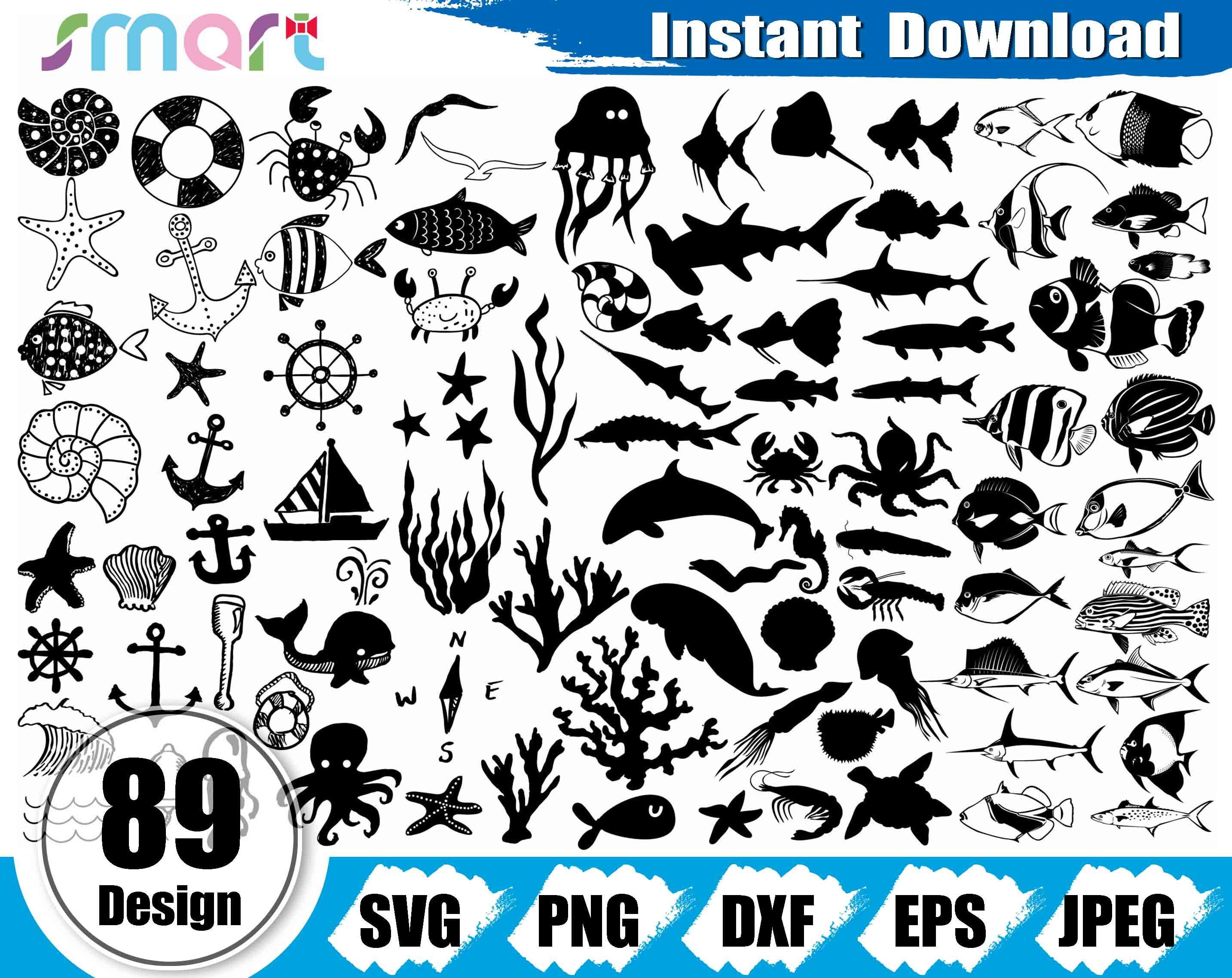 Download Hand Drawn Ocean Animals Svg Bundlesea Animal Svgoctopus Etsy