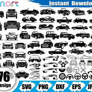 Car Svg Bundle,Vehicle svg,Sport car svg,Muscle car svg,vintage car svg clipart vector png dxf eps stencil cut file silhouette cricut vinyl