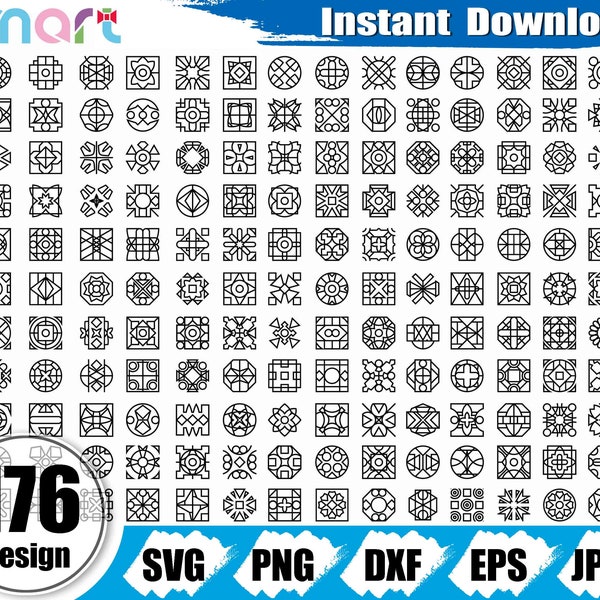 Geometric Pattern Svg Bundle,Coasters Stencil svg,Mandala svg clipart vector panels png dxf eps stencil cut file for silhouette cricut vinyl