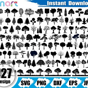 Albero Svg Bundle,Forest svg,Grass svg,Pino svg,Palm svg,Albero clipart vettoriale png dxf eps stencil cut file per Cameo silhouette cricut vinile