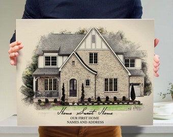 Custom Color Pencil House Portrait, Color Pencil House Painting Personalized Home Painting, Hand drawn house, Personalized Housewarming Gift