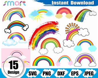Rainbow SVG Bundle: Kids Nursery Clipart (Digital Download)