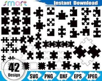 Puzzle Svg Bundle,Puzzle Piece svg,Autism svg,Jigsaw Puzzle svg clipart vector png dxf eps stencil cut file Cameo silhouette cricut vinyl