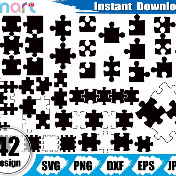Puzzle Svg Bundle,Puzzle Piece svg,Autism svg,Jigsaw Puzzle svg clipart vector png dxf eps stencil cut file Cameo silhouette cricut vinyl