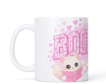 Koffiemok boekenwurm – Leuke leesmok, roze kopje boekenliefhebber, schattige keramische boekenwurmmok cadeau