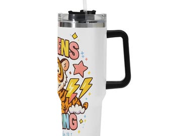 Leuke roestvrijstalen beker met tijgerbijbel van 40 oz met handvat en rietje - Christelijke geïsoleerde reismok, geloofscadeau