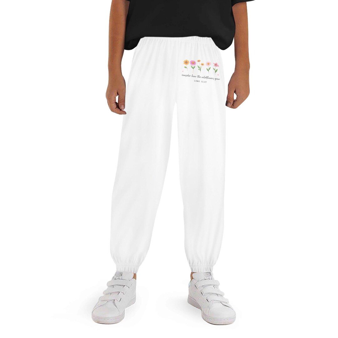 Scriptures Snickers Wildflowers Scripture Kids Sweatpants, Luke 12:27 Christian Children’s ...