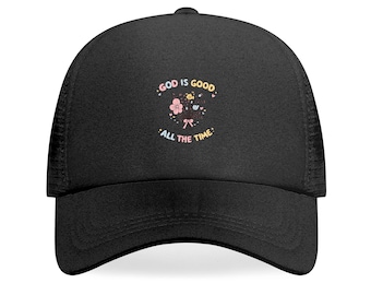 Floral God Is Good Trucker Hat – Christian Mesh Baseball Cap, Faith Hat for Women, Religious Gift
