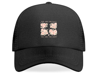 Floral Bible Verse Trucker Hat – Christian Mesh Baseball Cap, Faith Scripture Hat for Women, Religious Gift