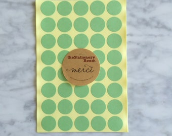 Pastel Green Circle Stickers - 2cm Round Seal Sticker - 120 Pastel Green Circle Stickers