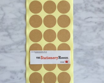 Kraft Paper Seal Stickers - 3cm round Label Sticker Seals - 72 Blank Seals