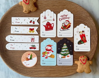 10 Christmas gift tags assorted - 10 Christmas designs per set