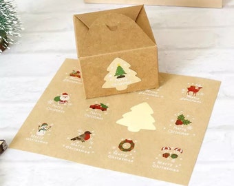 Christmas Party Stickers - 3.5cm Christmas Tree Sticker Envelope Seals - 36 seals (12 designs)