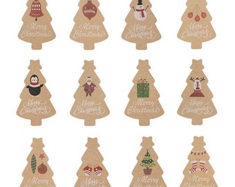 Christmas gift tags - 12 patterns per set