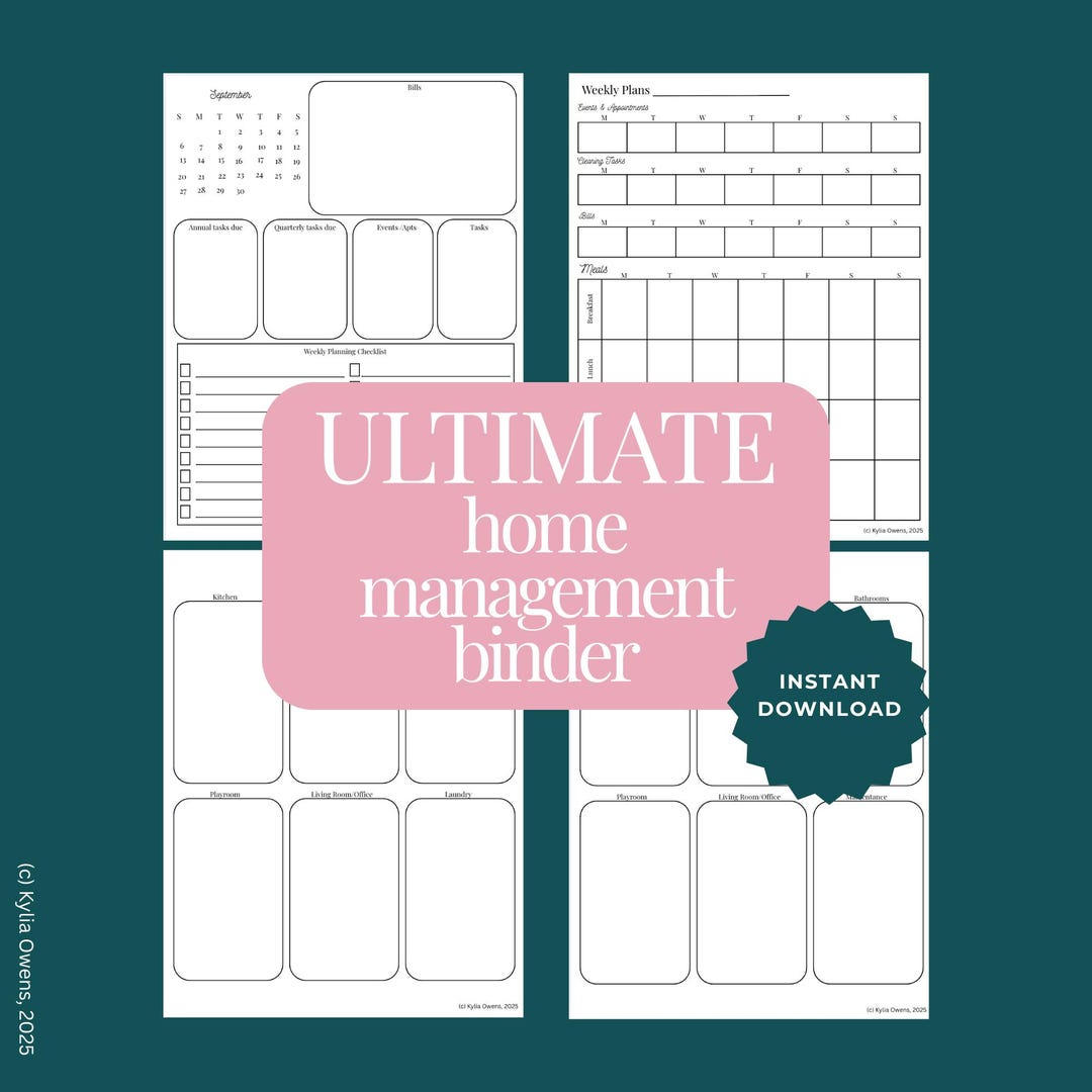 Home Management Binder Planner Ringbound Mom Life Planner Organizer ...