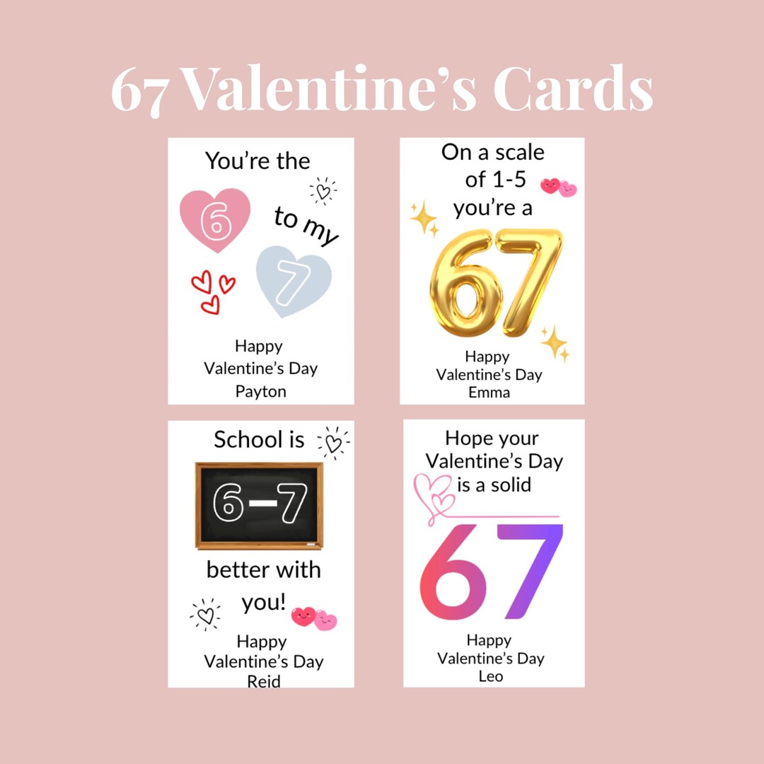 67 Valentines Day Cards Kids Classroom Party Printable Gift Tag DIY ...