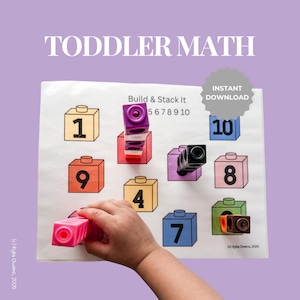 Toddler Hands On Counting Math Game Number Sense Mat Activity Homeschool Preschool Printable Curriculum Morning Bin Build It Stack It Cubes
