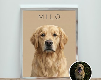 Custom Pet Portrait from Photo | Digital Dog & Cat Art | Printable Pet Memorial Gift