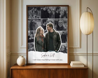 Custom Photo Collage Wall Art Personalized Memory Print Romantic Anniversary Gift for Him Boyfriend Husband Digital Download